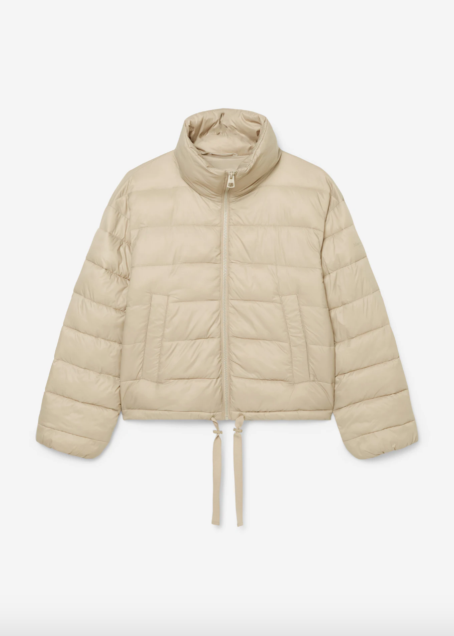 Marc O Polo Cropped Padded Puffer Jacket Loose Sand - Pure Boutique