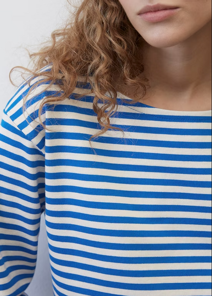 Marc O Polo Organic Cotton Jersey T-Shirt Vibrant Blue Stripe - Pure Boutique