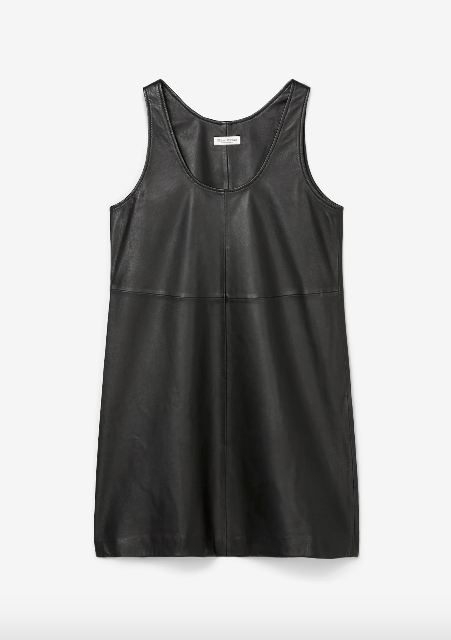 Marc O Polo Short Leather Dress in Soft Lamb Nappa Leather Black - Pure Boutique
