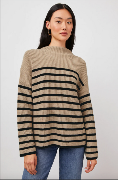 Rails Claudia Sweater Camel Ebony Stripe - Pure Boutique